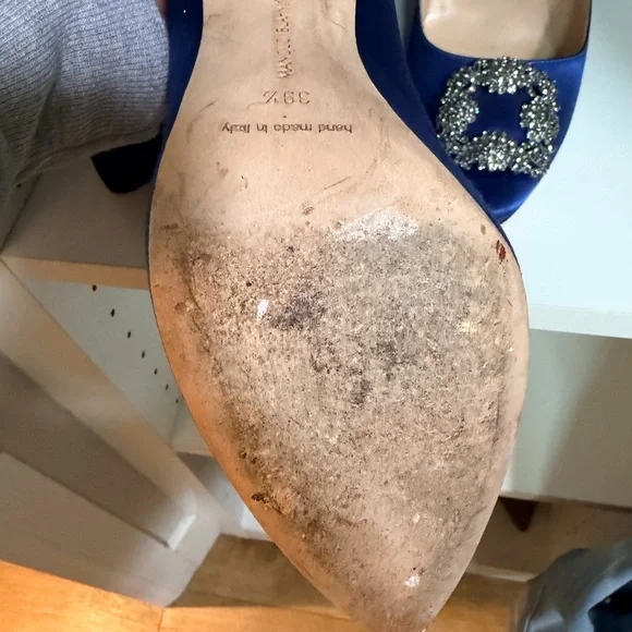 Manolo Blahnik Sapphire Heels with Crystal Accents - Picture 2 of 2